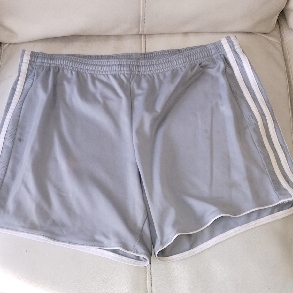 adidas Light Gray Athletic Shorts with White Accents